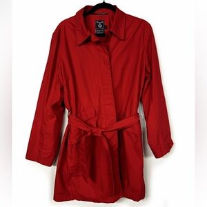 Faconnable Red Belted Trench Rain Coat Jacket - Size Large, Eclectic Grandpa